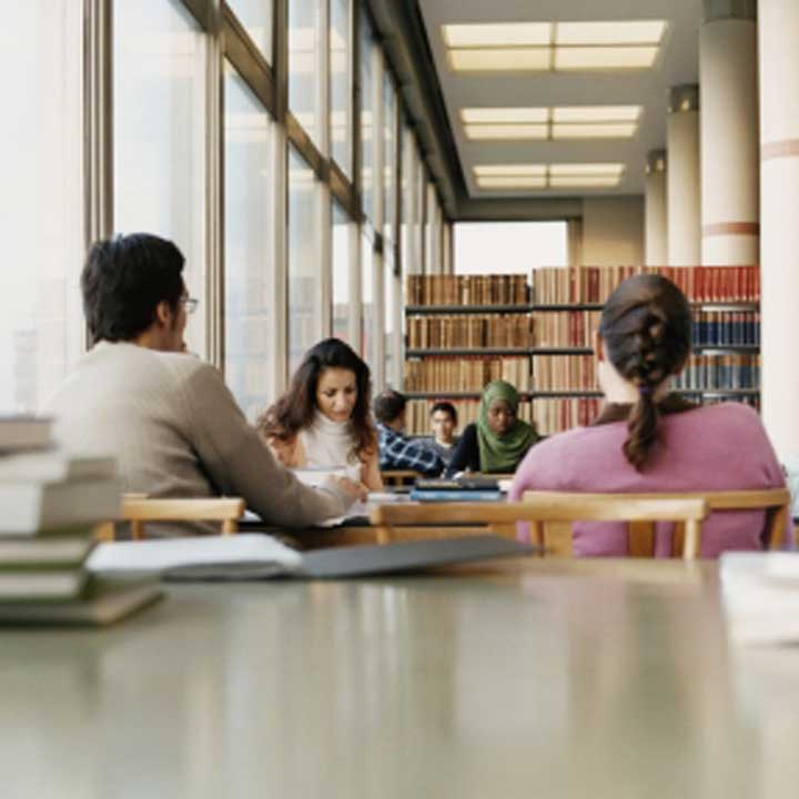 People researching in a library