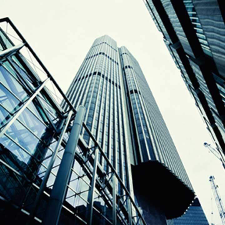 Image of a skyscraper looking up