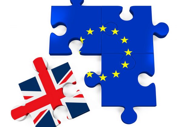 Brexit Puzzle Pieces isolated on white background. 3D render