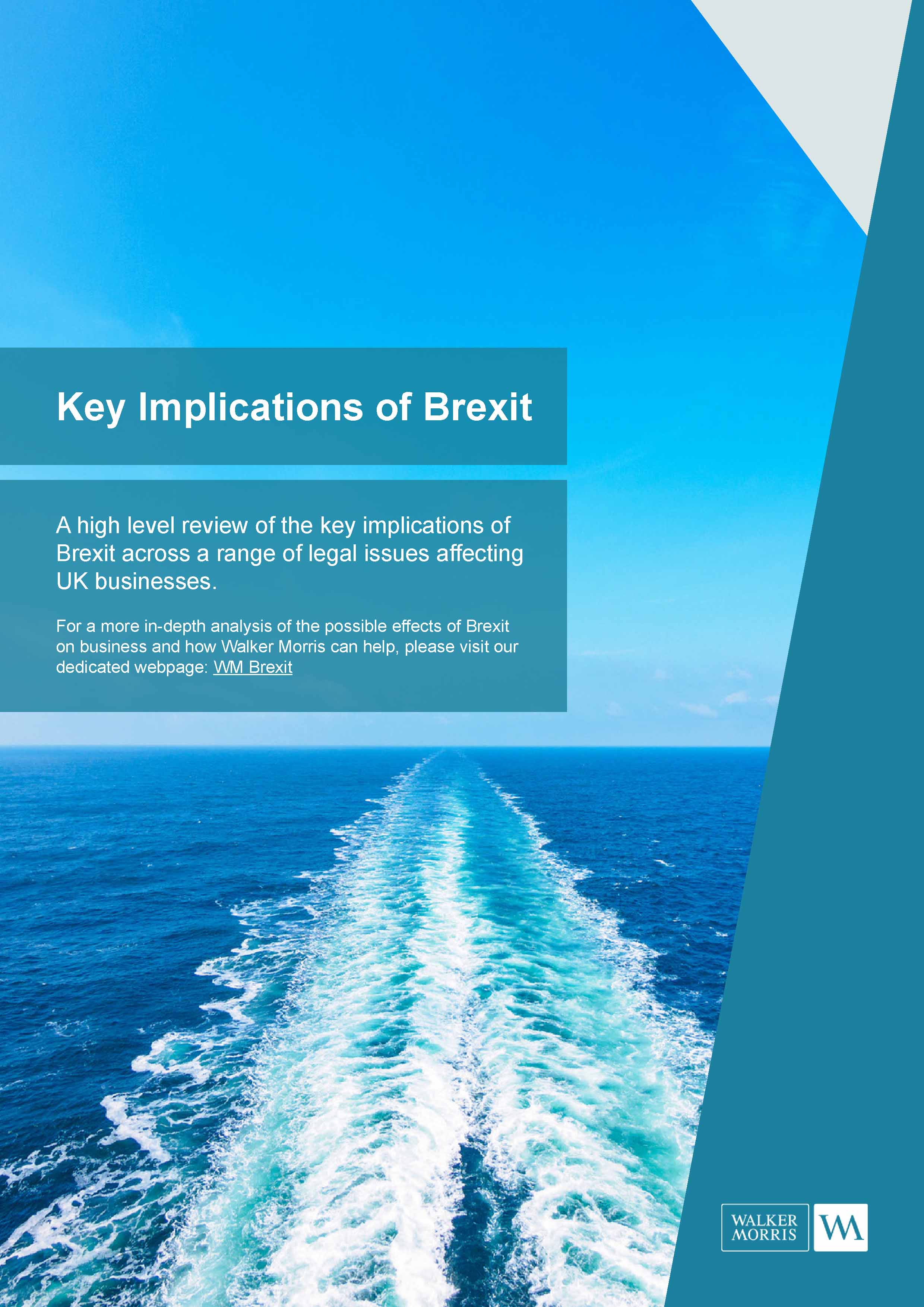 Ships wake with text about key implications of Brexit and Walker Morris logo