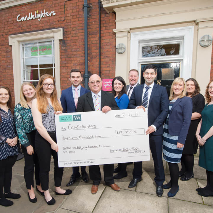 Walker Morris presents Candlelighters with cheque - Nov 2017