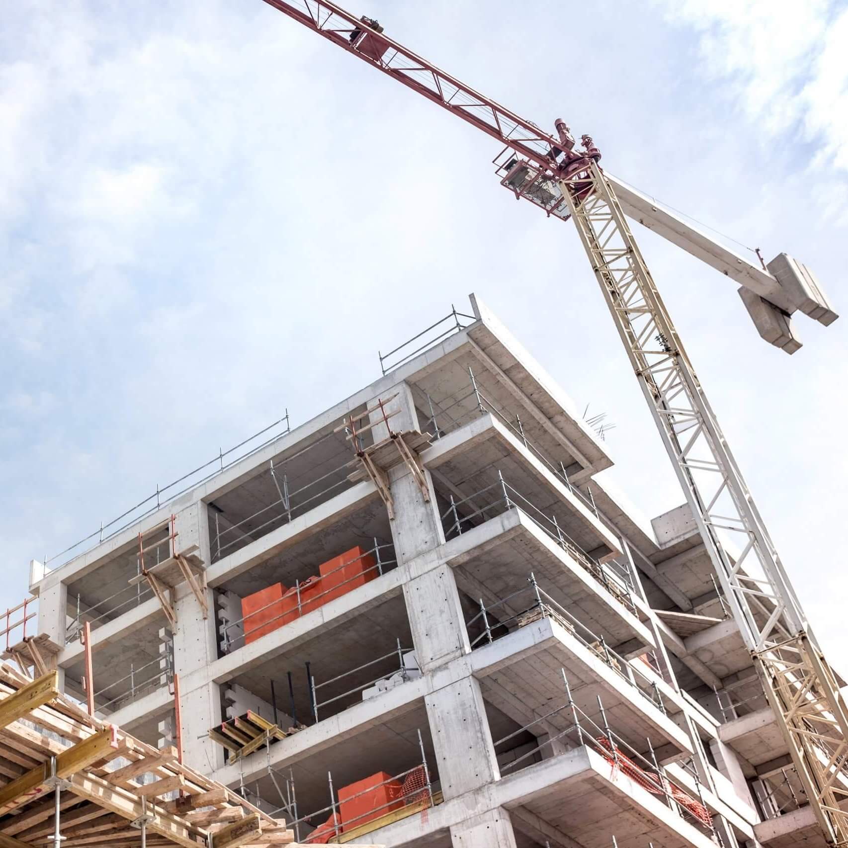 Construction Site View With Tower Crane