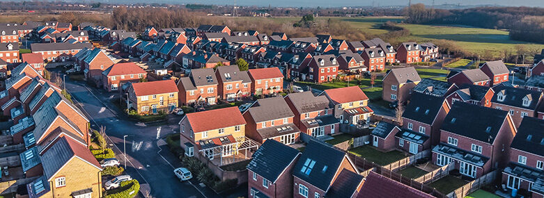 Aerial-Houses-Residential-British-England-Drone-Above-View-Summer-Blue-Sky-Estate-Agent-