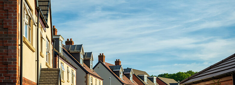 Row of new built houses in england uk