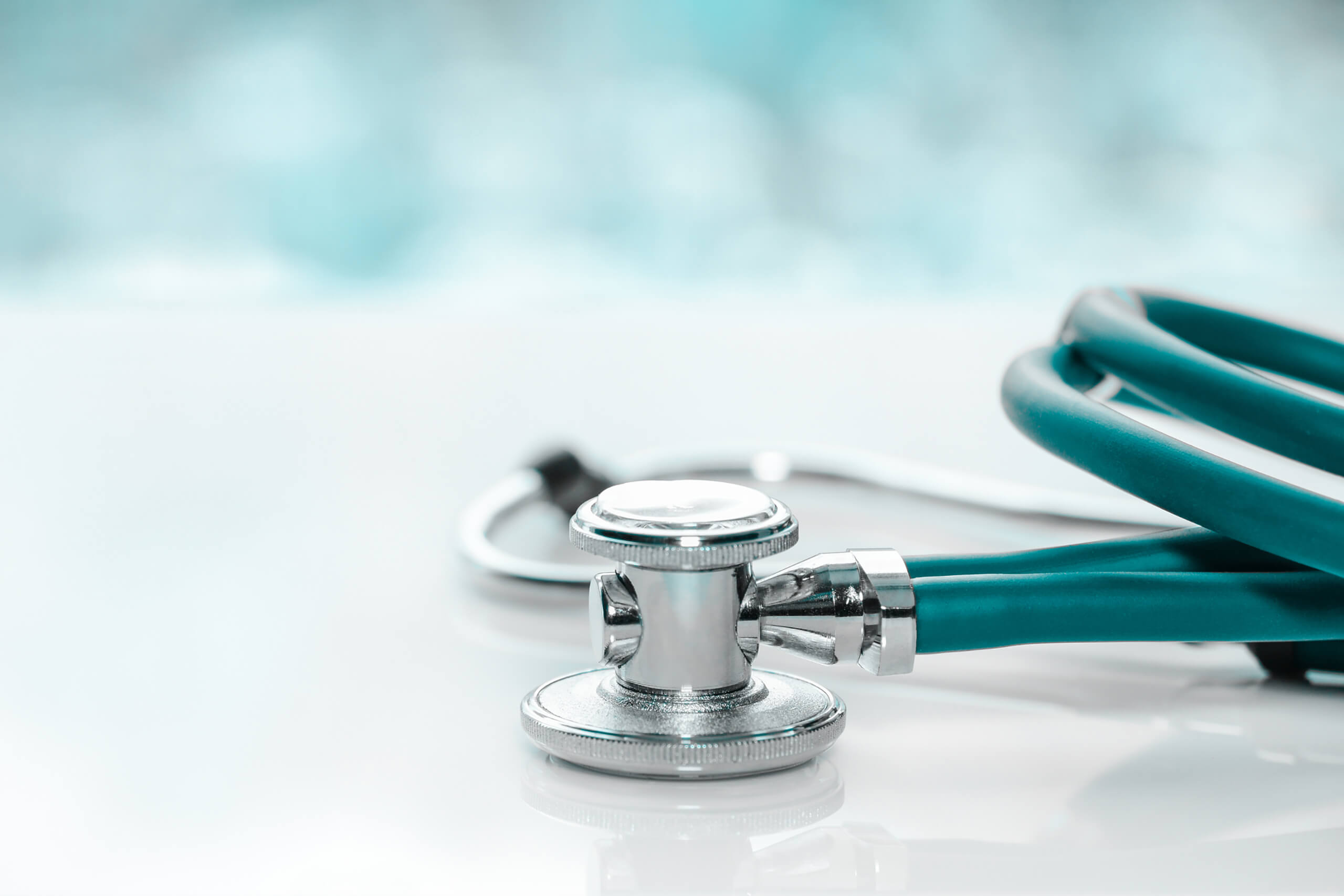 Stethoscope on a doctor's white desk