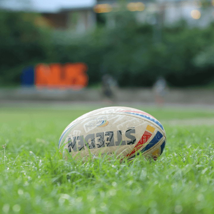 Rugby ball in a field