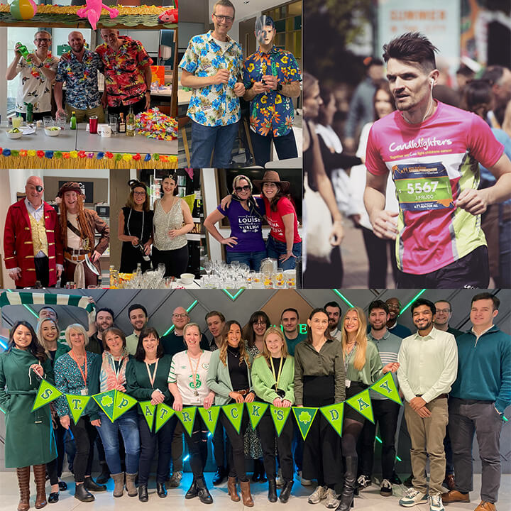 Collage image containing a number of images from events Walker Morris have undertaken to raise £10,000 for Candlelighters Trust