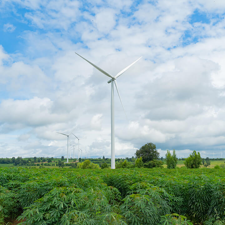 Wind Turbine in a field for onshore wind and planning