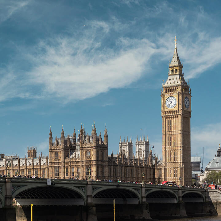 An image of Westminster at dusk. A visual metaphor for the topic of this article, King's Speech 2024